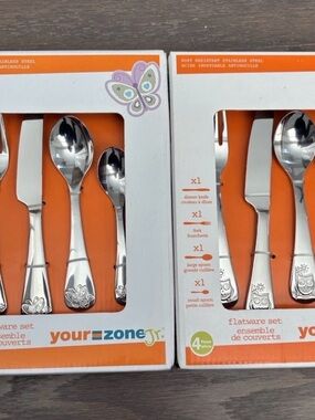 New - Stainless Steel Silver Ware / Flatware Sets Butterfly and Owl Design